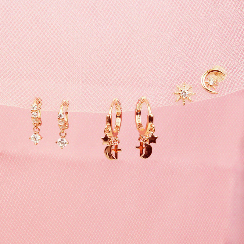 Moon, Star, Cross Earring Set-Jewelry Set-La Meno
