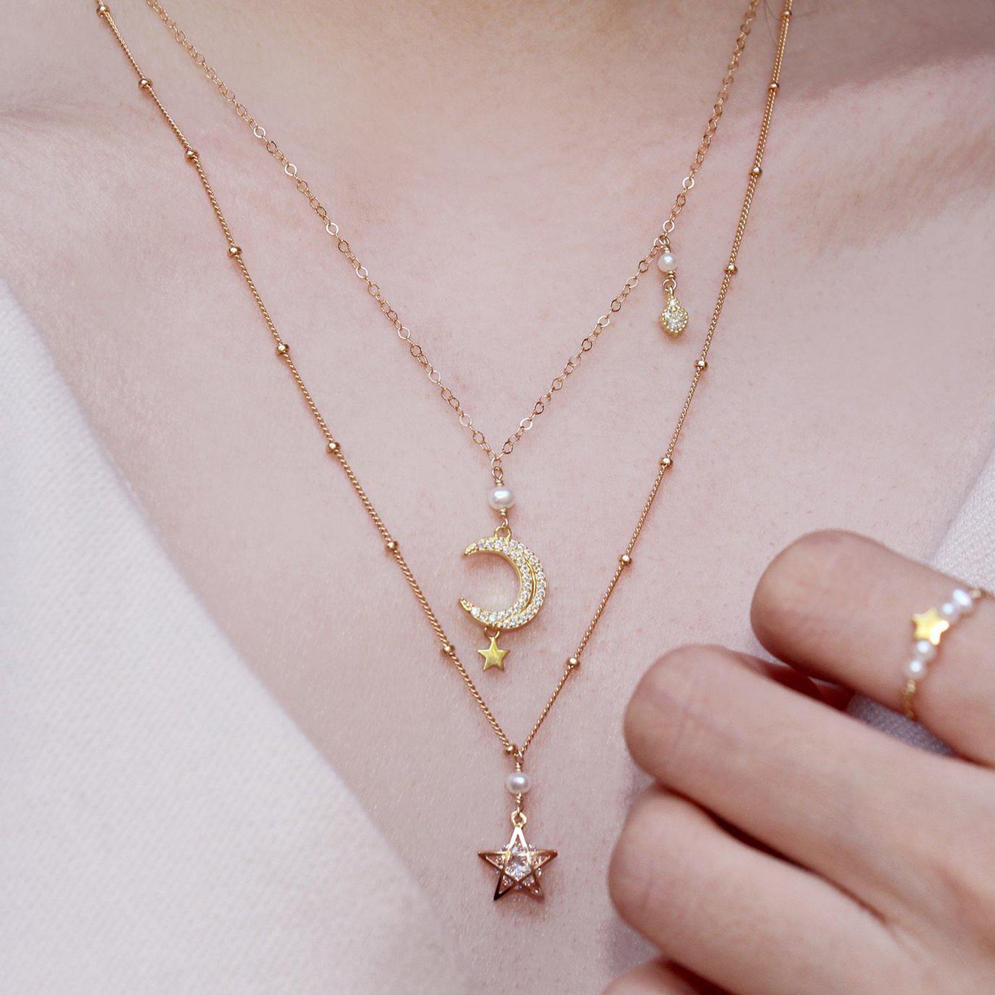 One of A Kind Moon Necklace-Adorn Necklace-La Meno