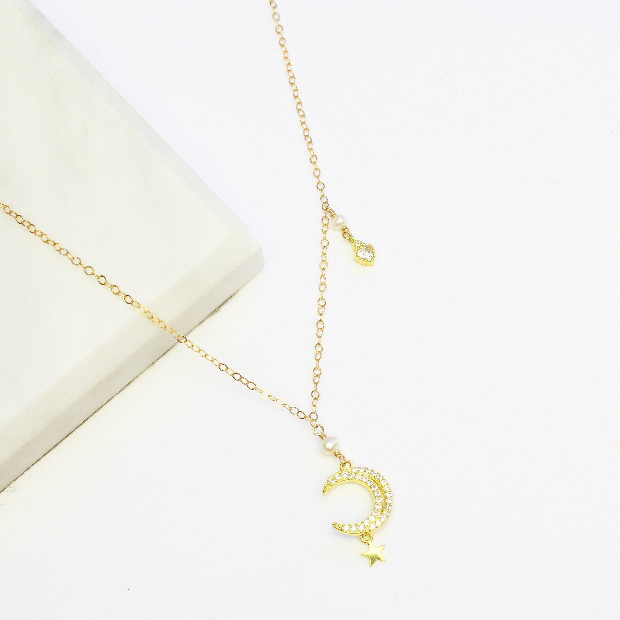 One of A Kind Moon Necklace-Adorn Necklace-La Meno