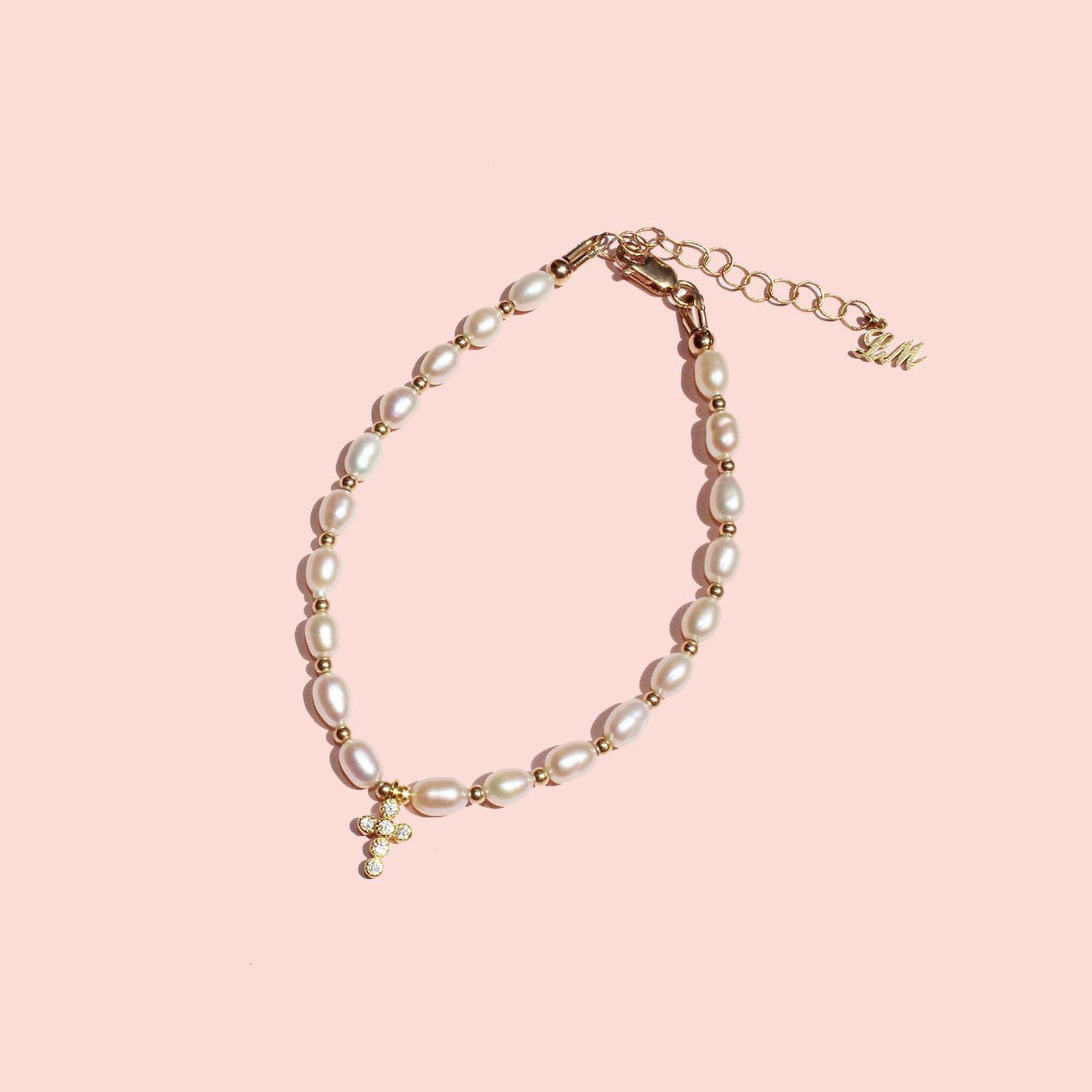 Pearl and Cross Bracelet-Adorn Bracelet-La Meno