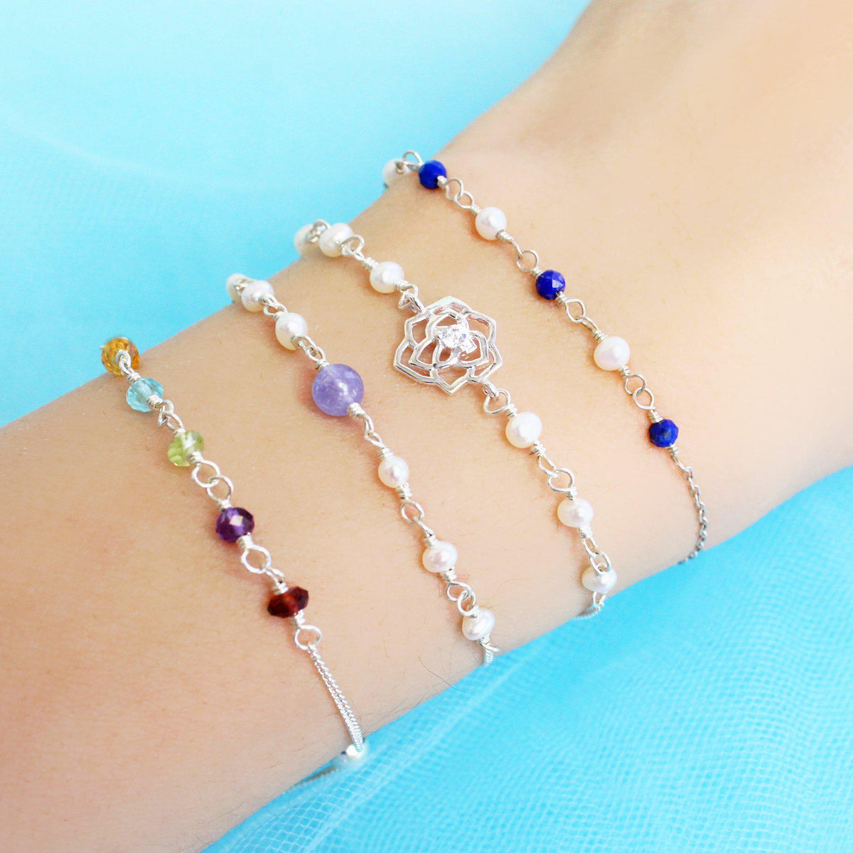 Pearl + Lapis Bracelet-Adorn Bracelet-La Meno