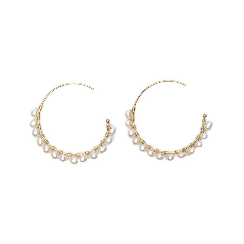 Dainty Circle Pearl Earrings