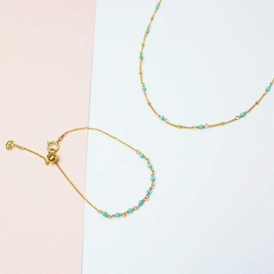 Simplest Turquoise Set-Jewelry Set-La Meno