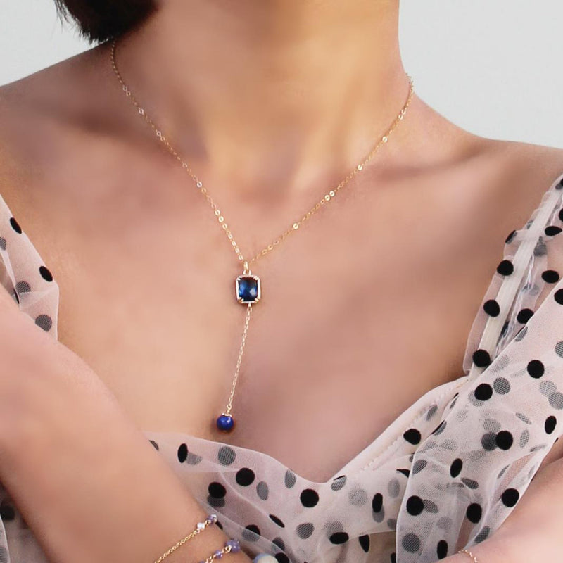 Lapis Necklace-Dangling Necklace-La Meno