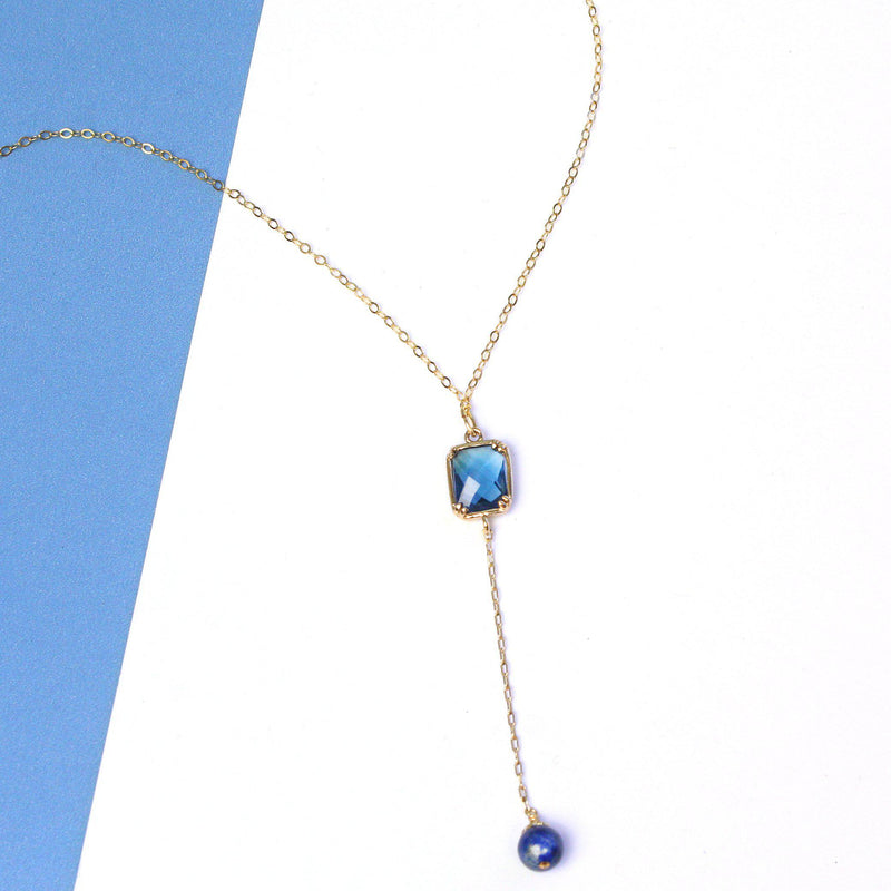 Lapis Necklace-Dangling Necklace-La Meno