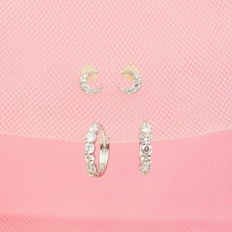 Tiny Moon Earring Set-Jewelry Set-La Meno