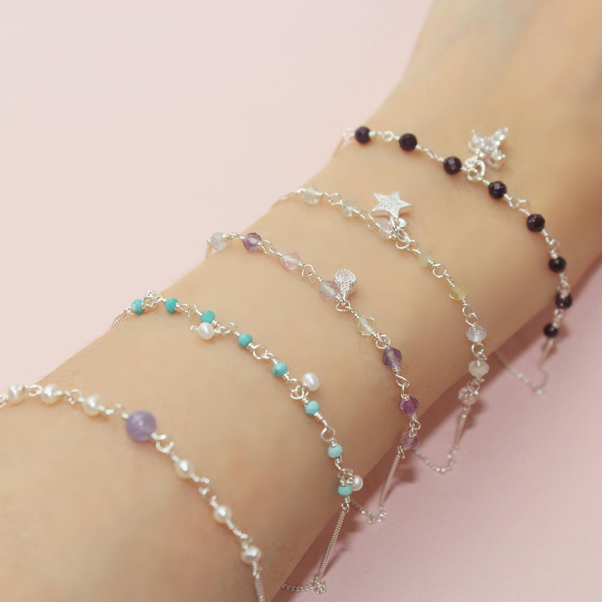 Turquoise and Dropping Pearl Rain Bracelet-Adorn Bracelet-La Meno