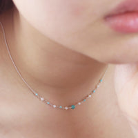 Turquoise and Pearl Necklace-Adorn Necklace-La Meno
