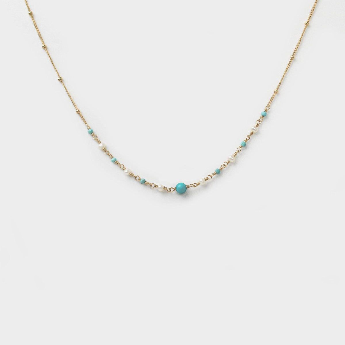 Turquoise and Pearl Necklace-Adorn Necklace-La Meno