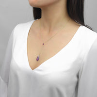 Y Shape Necklace: Amethyst-Adorn Necklace-La Meno