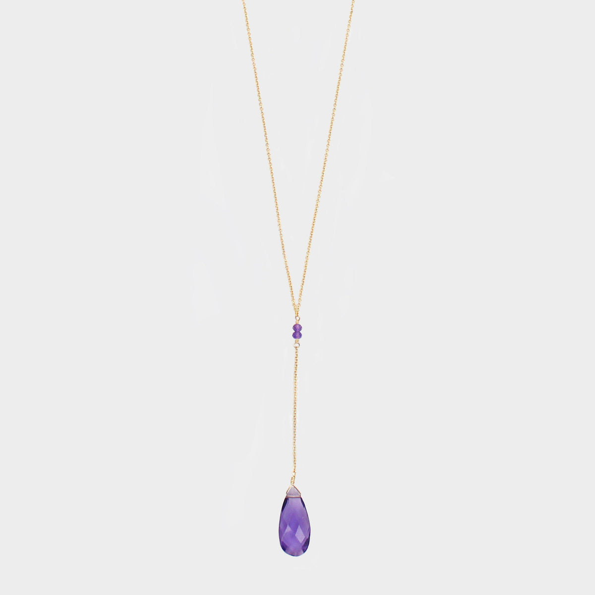 Y Shape Necklace: Amethyst-Adorn Necklace-La Meno