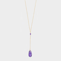 Y Shape Necklace: Amethyst-Adorn Necklace-La Meno