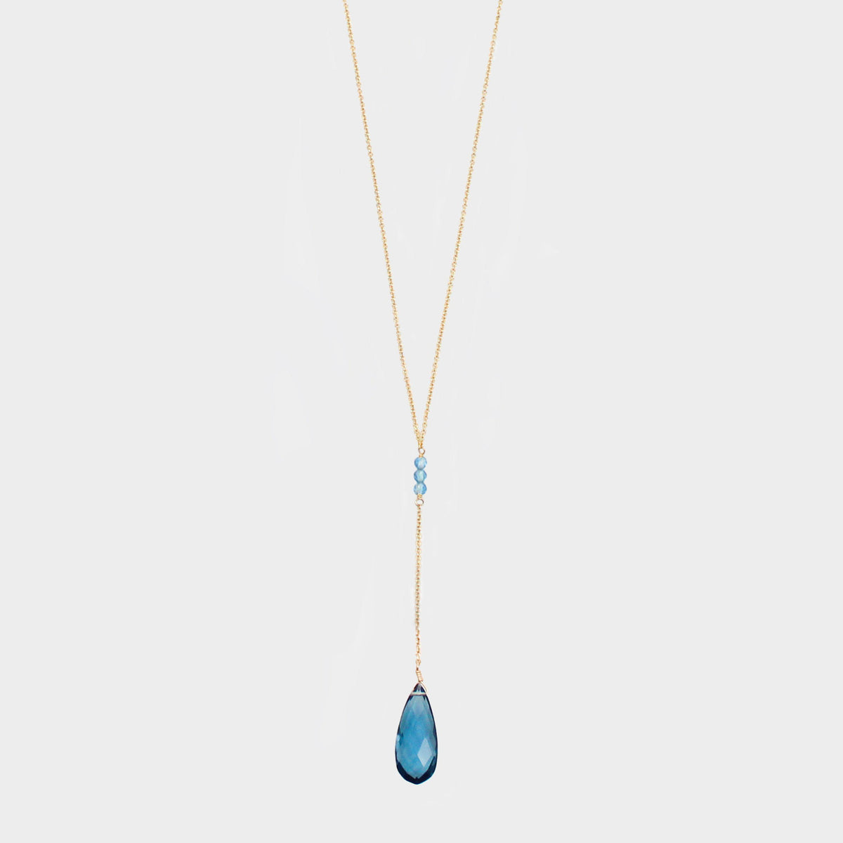 Y Shape Necklace: Blue Quartz-Adorn Necklace-La Meno