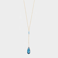 Y Shape Necklace: Blue Quartz-Adorn Necklace-La Meno