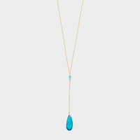 Y Shape Necklace: Bright Blue-Adorn Necklace-La Meno