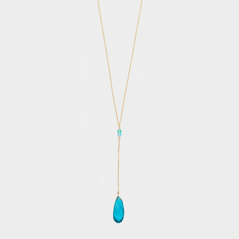 Y Shape Necklace: Bright Blue-Adorn Necklace-La Meno