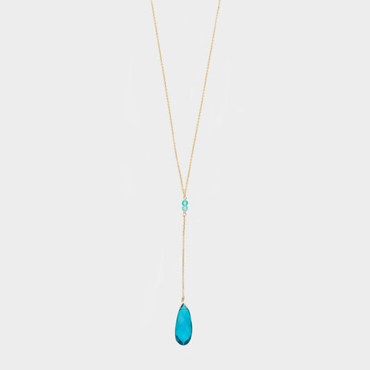 Y Shape Necklace: Bright Blue-Adorn Necklace-La Meno