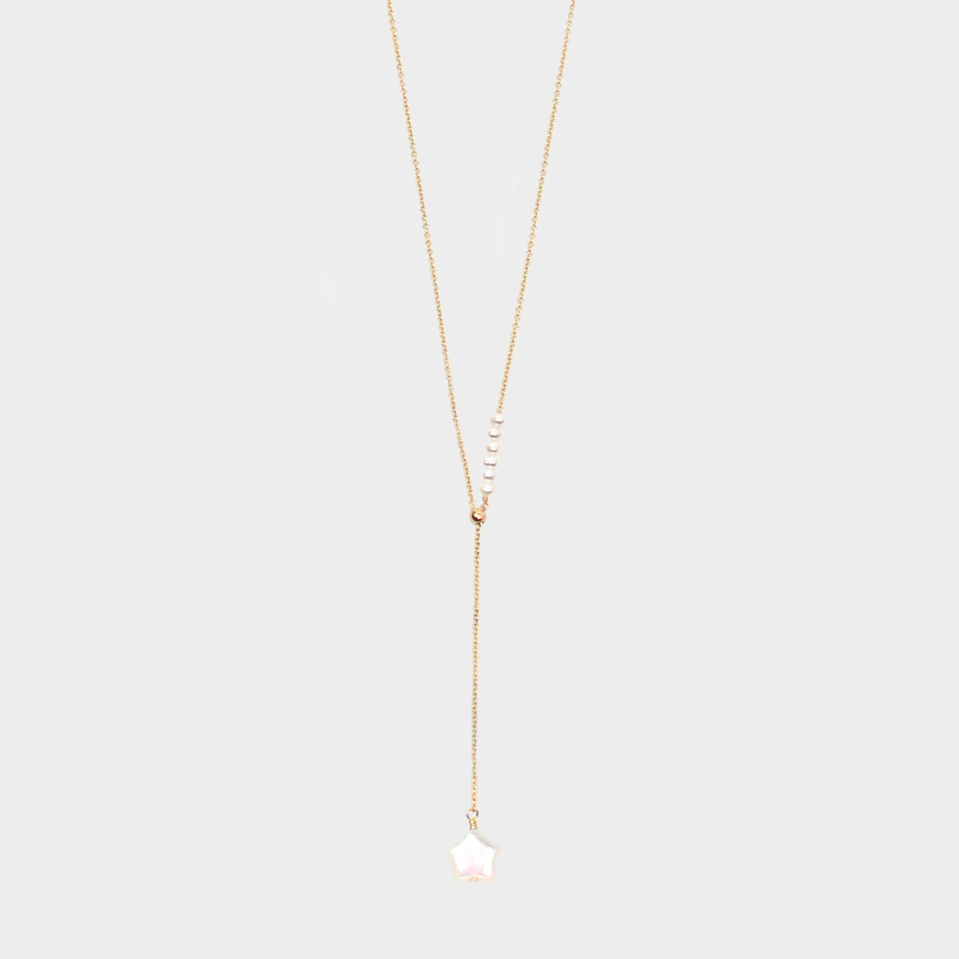 Y Shape Necklace: Mother of Pearl Star-Adorn Necklace-La Meno