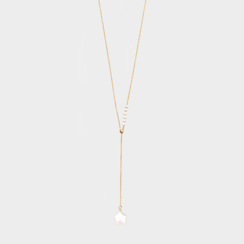 Y Shape Necklace: Mother of Pearl Star-Adorn Necklace-La Meno
