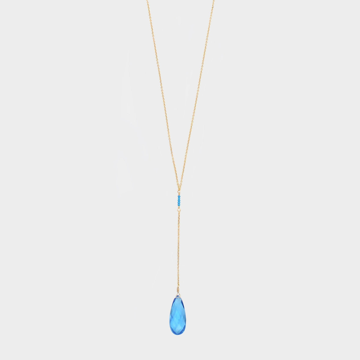 Y Shape Necklace: Ocean Blue-Adorn Necklace-La Meno