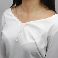 Y Shape Necklace: Pearl-Adorn Necklace-La Meno