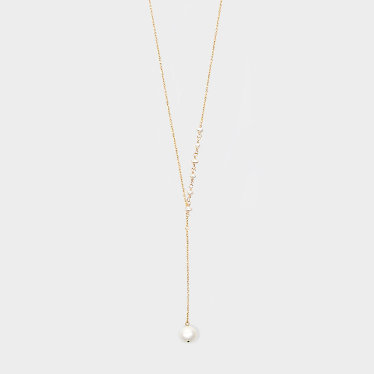 Y Shape Necklace: Pearl-Adorn Necklace-La Meno