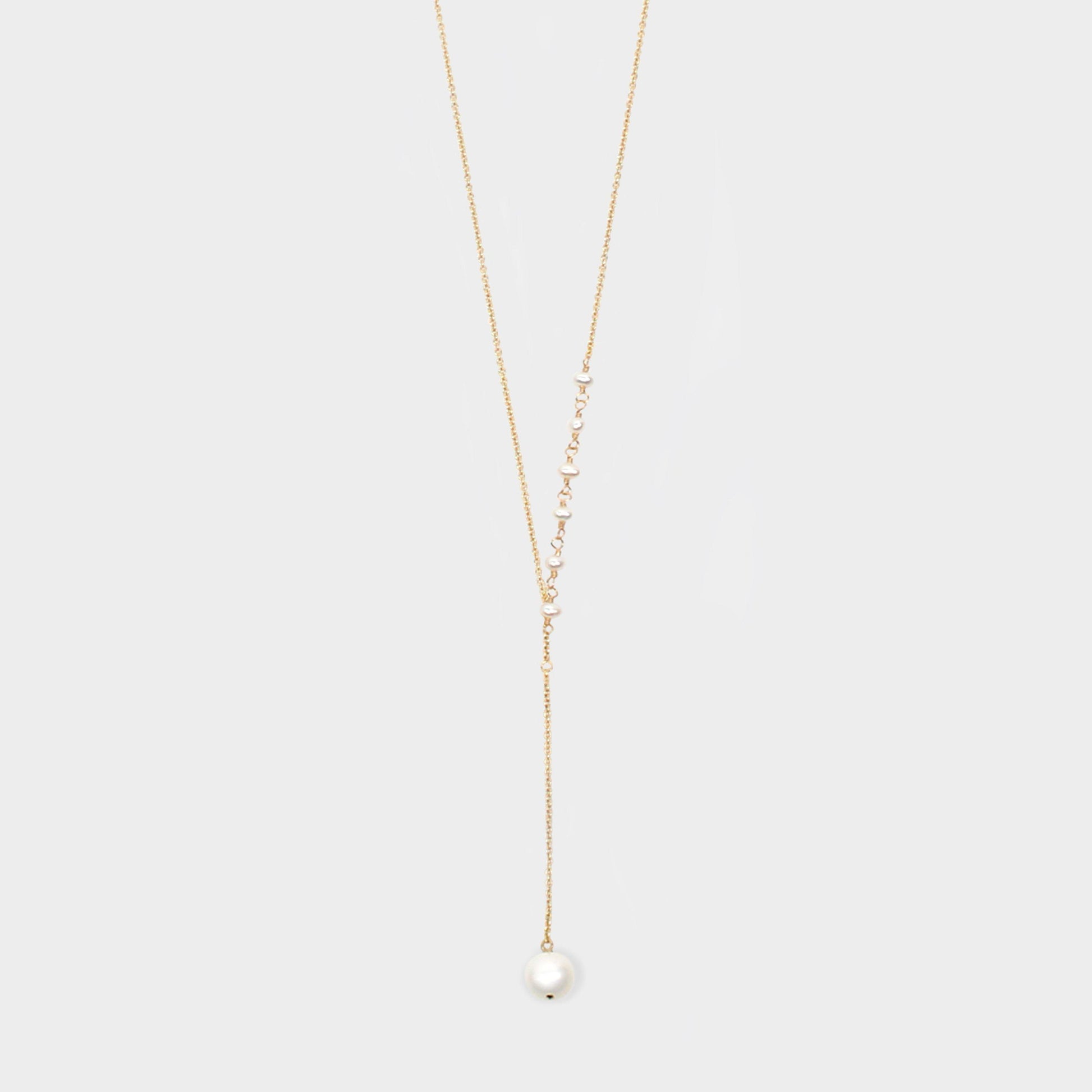 Y Shape Necklace: Pearl-Adorn Necklace-La Meno