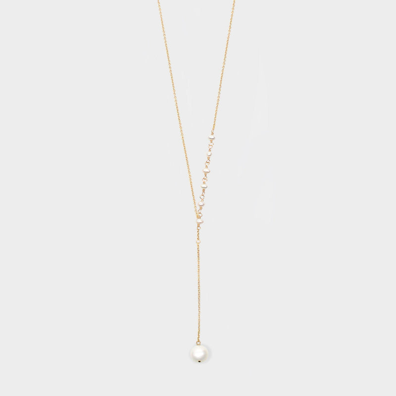 Y Shape Necklace: Pearl-Adorn Necklace-La Meno