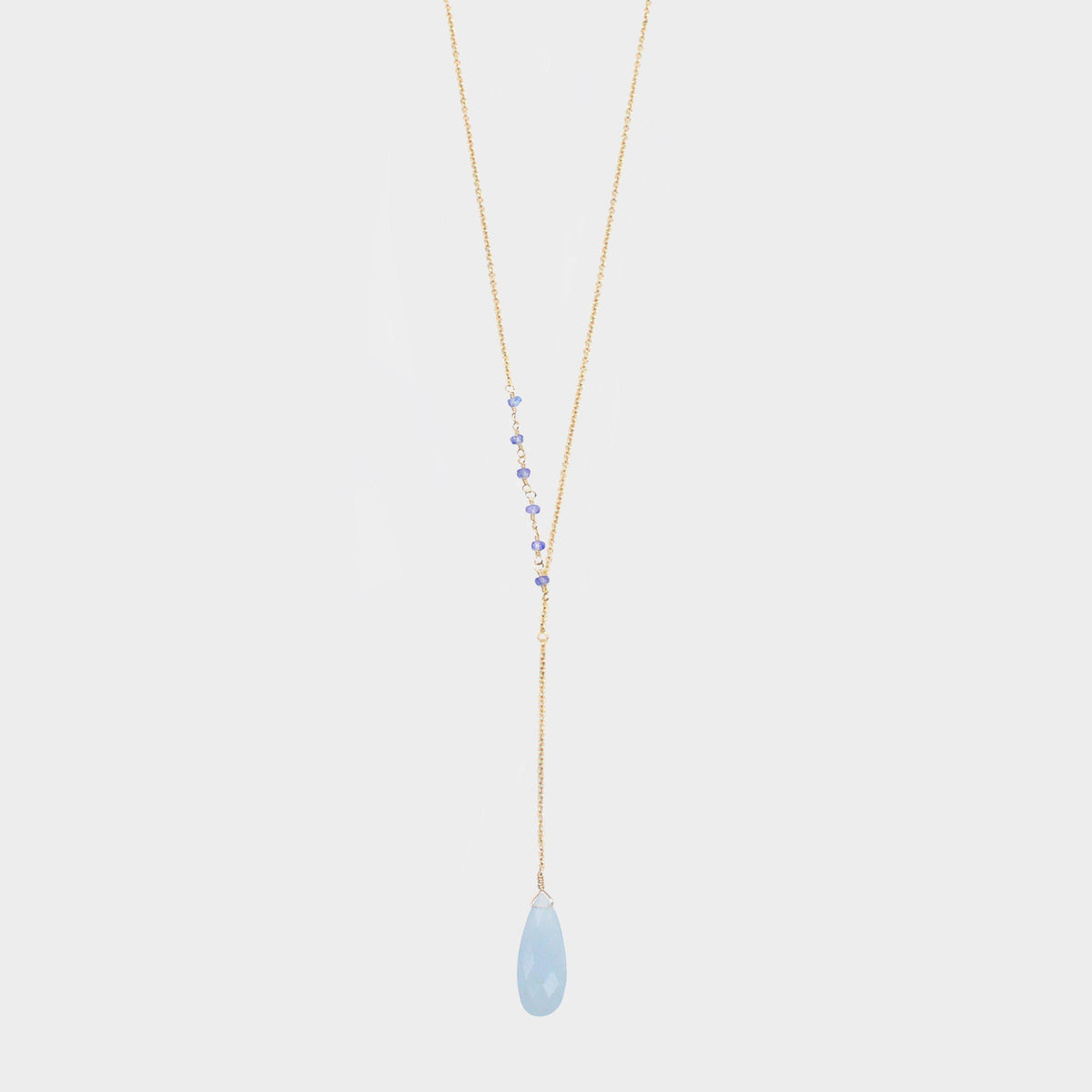 Y Shape Necklace: Tanzanite-Adorn Necklace-La Meno