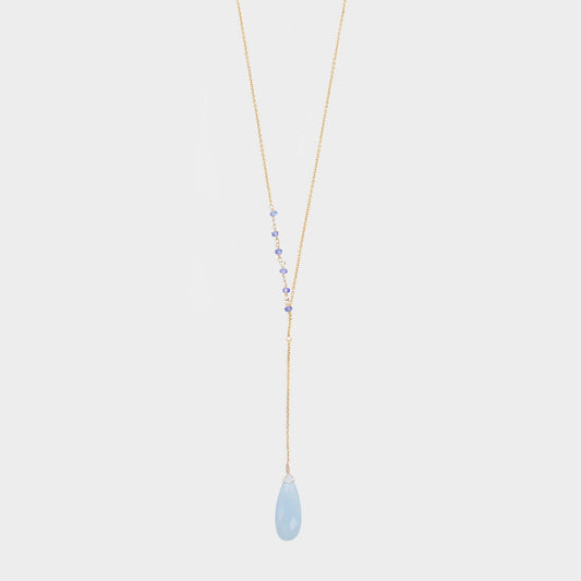 Y Shape Necklace: Tanzanite-Adorn Necklace-La Meno